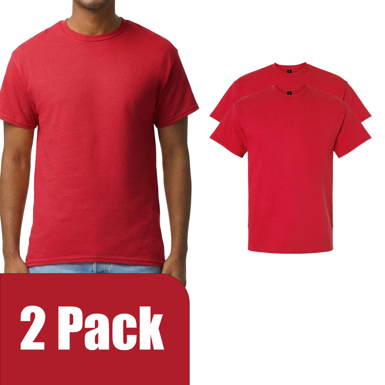 Gildan Men's Ultra Cotton Short Sleeve T-Shirt, Adult Crewneck Blank Tee for DIY Printing, Red, S–5XL